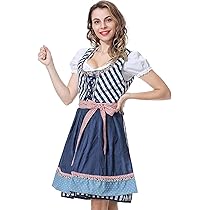 Dirndl En Velours Pour Femme - Costume Traditionnel Oktoberfest 2 Pièces (robe + Tablier) - Coupe Midi, Col Carré - Robe De Fête Bière