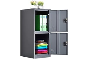 MECOLOR Vertical Single Tier Small Locker with Padlock latche 2 or 3 Compartment Storage for Employee,Home,Office,School,Kids (Full White, P2V) (Grey, P2V)