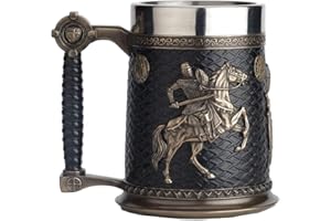 Veronese Design 5.75 Inch 0.5 L Crusader e Saladin Templari Sigil Stein Con Bicchiere In Acciaio Inox Scultura Tazza Figurine Tazza