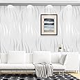 Anttyscar White Wallpaper for Living Room, White 3D Embossed Wallpaper, Modern Glitter Textured Wallpapers, Feature Wallpapers for Hallway and Stairs