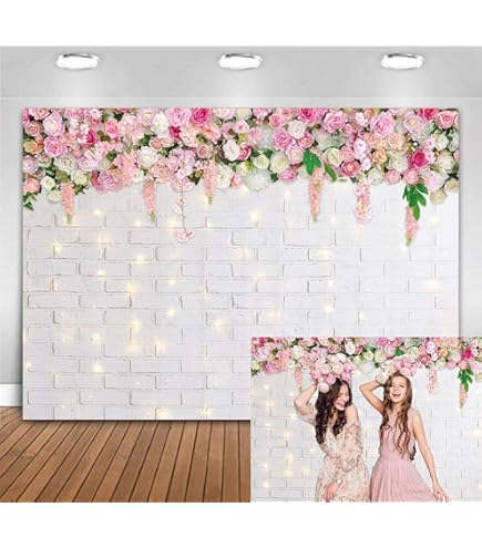 9x6ft Spring Floral Wall Backdrop - Yellow Wood Board With Pink Flowers Photography Background