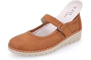 VJH Confort Women s Mary Jane Flats, Breathable Comfort Round Toe Low Heel Slip-on Light Weight Walking Shoes