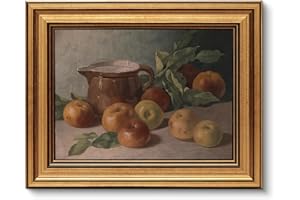 ARPEOTCY Vintage Goldener Rahmen Wandbilder Wohnzimmer, Wanddeko mit Fruchtmotiven, Leinwand Bilder Wandbilder für Wohnzimmer & Schlafzimmer, Apfelfest 25L x 20W cm