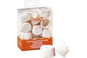 DECORA, 0339754 Pirottini Bon Bon Bianco, Comodissimi Pirottini in Carta da Forno, per Cuocere, Presentare e Regalare Bon Bon, Resistono fino a 220°, In comodo Blister, 200 pezzi.