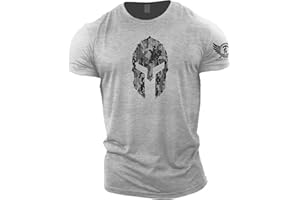 GYMTIER Spartan Forged - Camiseta de gimnasio con diseño de casco espartano con camuflaje hexagonal, para hombre, adecuada para culturismo, entrenamientos