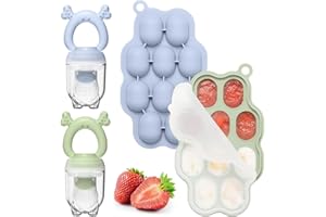 btrfe Baby Muttermilch Popsicle-Formen & Baby Fruchtspender (2er-Pack), Babynahrung Gefrierfach Tray Aufbewahrungsbehälter, Silikon Schnuller Feeder und Beißring