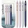 uni-ball Zento Gel Ink Rollerball Pens, 4 Black Medium Point Smooth Writing Pens, Colored Japanese Pens, Muted Colors