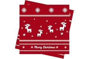 ‎SUPJADE Servietten Weihnachten 40Stück Rot Weihnachten Tischdeko Weihnachts Servietten mit Rentier Schneeflocken Weihnachten Deko Winter Papierservietten Einweg Papierservietten für Weihnachten Party Deko