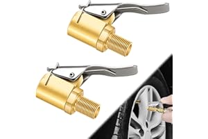 2 Pcs Brass Locking Tire Air Chuck, Tire Inflator Hose Adapter for Twist On Connection Convert to Lock On, No Air Leakage Air Compressor Pump Clip On Tire Chucks, Tire Nozzle with Tire Valve Thread