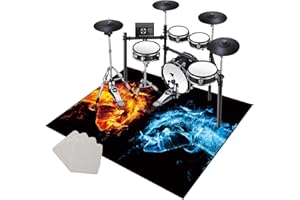 KQIEJUY Tapis pour Batterie Acoustique Electronique Tapis de Tambour Professionnel Antidérapant 120 x 70 cm Tapis Insonorisé pour Basses Caisse Claire et Autres Instruments Tapis pour batterie Tambour
