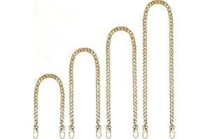 LIBERSHINE Purse Chain Straps, 4 Sizes Purse Replacement Flat Chains Strap, Adjustable Handbag Purse Strap with Metal Buckles for DIY Purse Handbag Shoulder Crossbody Bag(30cm/60cm/100cm/120cm)(Gold)