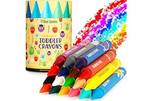 TinyGeeks 18 Colors Jumbo Crayons + Non-Toxic for Toddlers 1-3 | Washable for Kids Ages 4-8 | Easy to Hold Large | For Toddlers 2-4 Years