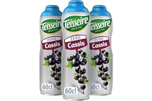 Teisseire Zéro Sucre, Sirop de Cassis pour Boisson Rafraîchissante, Cocktails, Bidon (Pack de 3)