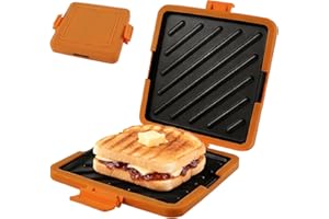 EIDOCT Microwave Toastie Maker Microwave Toastie Sandwich Maker and Grill Wireless Silicone Microwaveable Cookware Extra Crispy Toasties & Panini Maker - No Soggy Results - Compact & Dishwasher Safe (Orange)