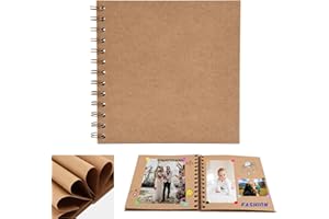 FUNVCE Small Scrapbook, DIY Scrap Book Photo Album with 20 Sheets | 40 Pages BrownPapers, Hardback Mini Memory Book to Write in and Photos, Wedding, Travel, Anniversary, Birthday Christmas Gifts,17x17cm