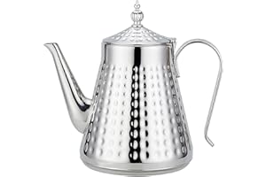 SANQIAHOME 1650ml,Tetera de acero inoxidable con infusor extraíble,tetera de estufa,plateado