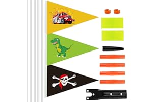 RHHGHY 3 Pièces Drapeau De Vélo De Sécurité, Fanion De VéLo Drapeau Triangulaire, Réglable Fanion de Vélo, Pour les vélos, poussettes, remorques, camion
