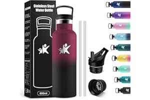 KollyKolla Gourde Isotherme Enfant 500ml, Bouteille d'eau Acier Inoxydable, Étanche et Réutilisable, sans BPA, Gourdes avec Paille, Bouteille d'eau pour Voyage, l'école, Cyclisme, Bureau, Camping