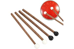 YOSOO HEALTH GEAR Drum Stick Steel Mallet, 4Pcs Tongue Mallet Kinder Gummi Drumstick, Percussion mit Holzgriff 6,5 Zoll für Drumstick Rubber Instrument Parts Musikinstrumentenzubehör Zungentrommel
