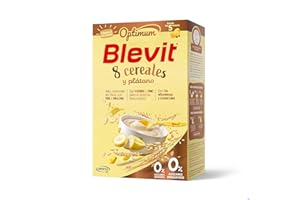 Blevit Optimum 8 Cereales y Plátano | 250g | Papilla para Bebé con 85% de Cereales - Copos de Plátano, Vitaminas, Minerales y Fibra