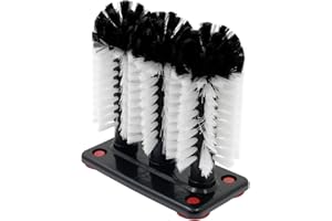 MEETOZ Glass Washer Brush Cleaner Bristle Brush with 3 Brushe heads & Suction Base for Beer Cup, Long Leg Cup, Red Wine Glass and Bar Kitchen Sink Home Tools