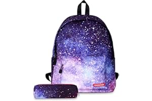 FANDARE Sac À Dos Sacs Galaxy Scolaires Cartables Adolescent Sacs D'école Loisir Garçons Filles Sacs de Voyage Cartables Femmes Multicolore Daypack avec Trousse Enfant Imperméable Polyester