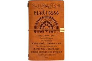 BUIOATA Cadeau Maitresse D'école, Cadeau Maitresse - Cahiers Avec Mots de Remerciement, Merci Maitresse - Carnet de Notes en Cuir Maitresse, Cadeau Maitresse d'école Fin d'Année, Cadeaux Maitresse d'école