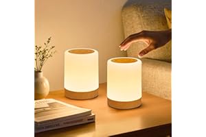 ‎DORIFUN Dorifun LED Nachttischlampe Touch Dimmbar 2er Set, Tischlampe Kabellos Batterie mit Timing und Memory Funktion, Stilllicht Kinder Nachtlicht Dimmbar mit 256 RGB Farben für deko Wohnzimmer Schlafzimmer