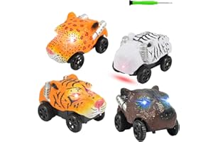 SAVE UNICORN Tracks Cars only Replacement, Race Cars for Tracks Glow in The Dark, Racing Car Track Accessories with 3 Flashing LED Lights, Compatible with Most Tracks for Kids Boys and Girls(4pack)