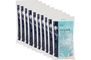 Reliance Medical 200g Relief Instant Ice Pack - Disposable Cold Therapy Ice Packs, Instant Pain Relief for Back, Neck, Ankle, Sprains, Abrasions, Headaches and Toothache (Pack of 10)
