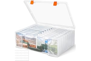 ZPQAODI Boîte de Rangement de Photos, 18 Clips Photo Internes, Boîtes de Rangement de Photos Transparentes, Organisateur de Photos en Plastique pour Graines Cartes Artisanales