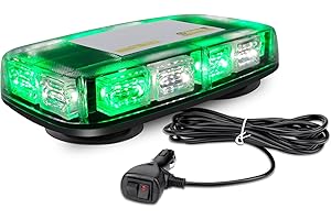 WE LITING Green & White LED Strobe Roof Light 48 LED Car Roof Top Emergency Warning Light 12V-24V Recovery Strobe Beacon with Magnetic Base For Car Truck Vehicles (1PCS)