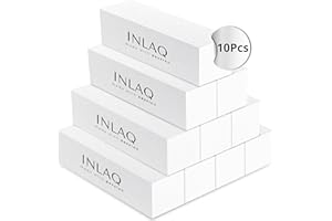 ‎INLAQ INLAQ® Premium Weiß Polierblock - 10 Stück | Professionelle Qualität für Gel, Acryl und klassisches Nagellack-Styling | Glättet und ebnet die Nageloberfläche | 100/100 Körnung