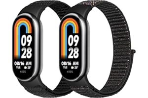 SHIJZWD 2 Pezzi Cinturino in Nylon Compatibili con Xiaomi Mi Band 8/Xiaomi Mi Band 9, Cinturini Sportivo Nylon Elastico Regolabili Bracciale di Ricambio per Xiaomi Mi Smart Band 8/Band 9 Donna Uomo