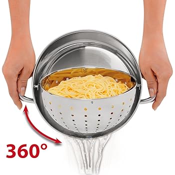 Cestello Per Pasta Separati in Acciaio Inox, CAASFOOY Cuoci Pasta a Scomparti Con Divisori, Colino a Maglia Fine, Per Pentola CaldaIdeale Per Scolare Pasta E Verdure