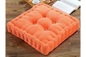SMIUPIN Cojín Cuadrado Redondo para el Suelo,Cojín para sofá,Cojín de Pana para meditación,Cojín Decorativo Tatami para Interior y Exterior (15.7 Pulgadas 40 cm, Naranja Cuadrado)