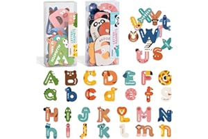 Mideer Magnetic Alphabet, 26 Uppercase & 26 Lowercase Letters, Cute Animal Magnets for Fridge, Educational ABC Spelling Learning Tools Games Toys Refrigerator Magnet for Kids, Toddlers 3 4 5 Years Old
