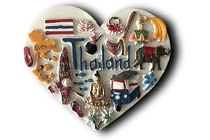 WEDARE MAGNET SOUVENIR Aimant de réfrigérateur 3D Thaïlande, souvenir touristique en forme de cœur, décoration de maison et de cuisine, collection artisanale en résine