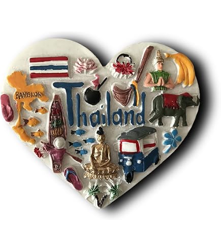 Magnete Da Frigo 3D – Elefante Thailandia – Souvenir Di Viaggio – Fatto A Mano In Resina – 5x8 Cm