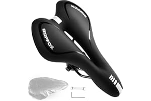BOFFOX Sella da bicicletta da uomo, comoda e cava, ergonomica, in morbido gel memory foam, da uomo, per bici da corsa, MTB/Trekking