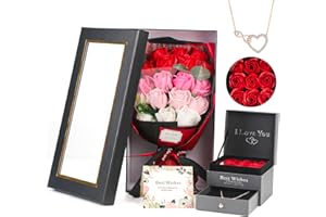 OBEISN Konservierte Rosen Geschenke für Frauen,Infinity Rosenbox mit 18 Rosen Und Eleganter Halskette Geschenke für Frauen, Mama Handgemachte Rosen Valentinstag, Jahrestag, Muttertag Und Weihnachtstag