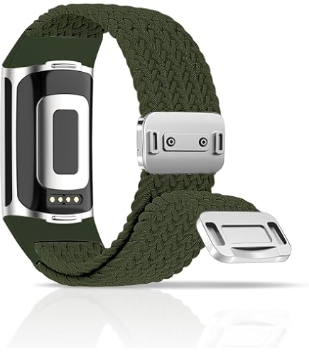 FINTIE Magnetisches Nylon-Armband Für Fitbit Charge 6/5 – Dehnbar & Wasserabweisend