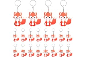 MEIYIFAN 30 Stück Waldtiere Schlüsselanhänger,Waldtiere Schlüsselanhänger,Tierschlüsselanhänger der Karikatur,Schlüsselanhänger für Kinder,Kinderggeburtstag Party Mitgebsel (Fuchs)