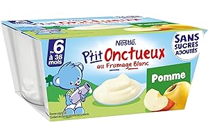 Nestlé Bébé - P'tit onctueux Pomme sans sucres ajoutés - dès 6 mois - 4 x 90g