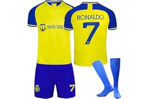 Umiquansome Trikot für Kinder 23/24 Al NASSR FC No.7 Fußball Trikot Heim/Auswärtstrikot Fussball Trikot Football Jersey Fußballtrikot Kinder, Shorts und Socken Fussball Set für Junge Herren Anzug