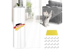 FOVHEE Kratzschutz Sofa Katze,30cm X 300cm Anti Kratz Folie Für Katzen,Transparentes Kratzschutz Wand Und Tür,Kratzschutz Katze mit 20 Schrauben,Katzen Kratzschutz Für Möbel Couch Tür Wand Kratzabwehr