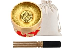 Bncxdc campana tibetana, campane tibetane originali Set, campane tibetane con striker e cuscino, ideale per luso durante la meditazione Yoga Chakras, Regali unici per adulti