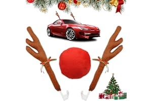 Fosoloni Rentier Auto, Auto Deko Weihnachten, Geweih Deko für Auto, Auto Rentier Kostüm Auto Weihnachtendeko mit Geweih, Weihnachtendeko mit Geweih für Auto, Weihnachtsschmuck Auto