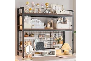 MENAYODA Estantería de escritorio de 2 niveles, organizador de mesa para mesa de ordenador, encimera de madera, estantería de escritorio para el hogar, suministros de oficina, estantería (115 x 20 x