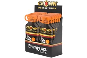 Crown Sport Nutrition Energy Gel | Carbohidratos + BCAA, Arginina, Taurina y Electrolitos | Textura líquida, con y sin cafeína | Vegano | Sin alérgenos